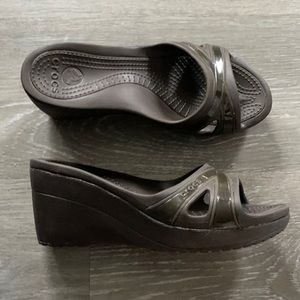 CROCS Dark Brown Wedge Sandals